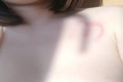 My girlfriend is alone at home, having sex with her wolf friend. She shows her face and rubs her breasts and plays with her pussy in a close-up