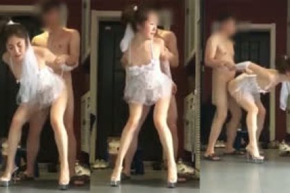 Moaning is super exciting. The bride with a model figure was fucked by her ex-boyfriend before leaving for the wedding. The groom is coming