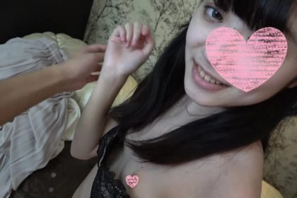 First shot of an idol-level pure lady with fair skin, slim body and small breasts ~ her neat face is covered with cum
