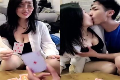 The busty slut lost in a card game with her brother and let him play with her pussy in various ways…_.